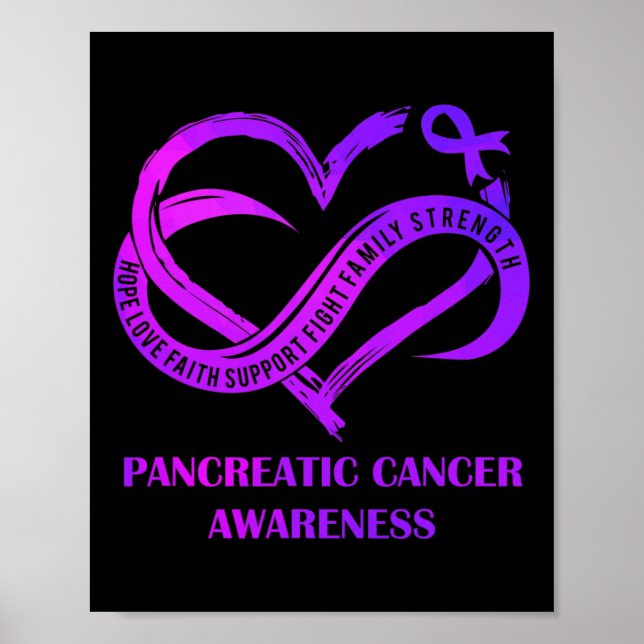 Póster Purple Heart Hope Love Faith Pancreatic Cancer Awa (Frente)