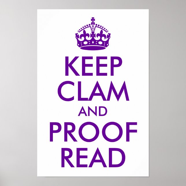 Póster Purple Keep Clam y Probar la lectura (Frente)