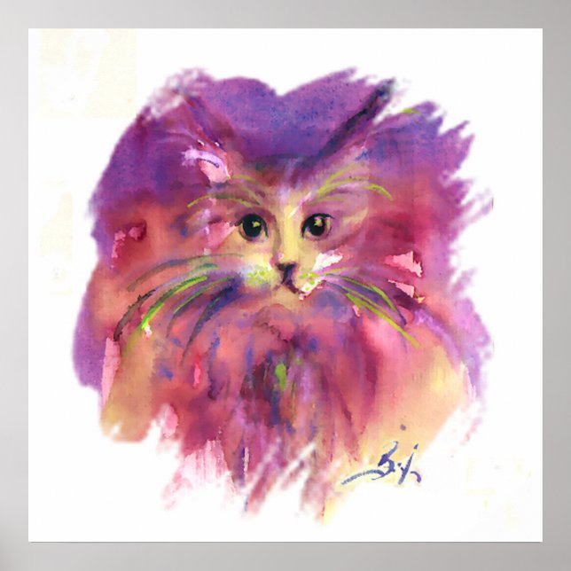 PÓSTER PURPLE KITTEN, KITTY CAT RETRATO (Frente)
