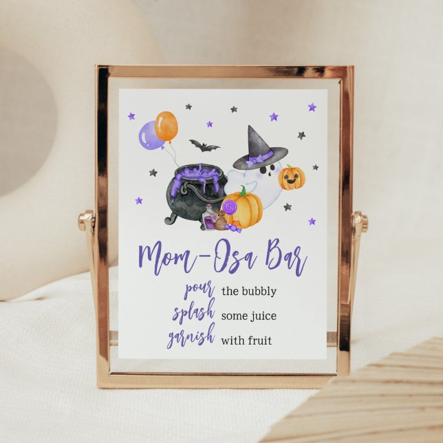 Póster Purple Little Boo Ghost Baby Shower Mom Osa Bar (Ghost Halloween Baby Shower Mom Osa Bar Sign)
