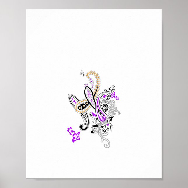 Póster Purple-Magenta, Naranja Reddish, Girona azul de ta (Frente)