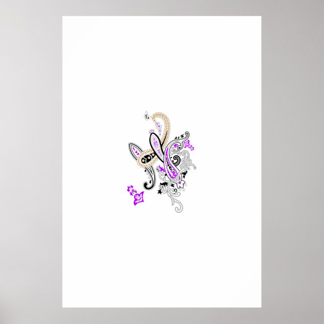 Póster Purple-Magenta, Naranja Reddish, Rótulo Pedestal d (Frente)