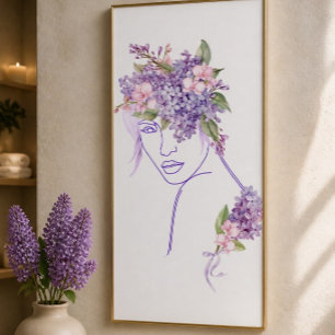 Póster Purple Muse - Una dama con lilas y orquídeas