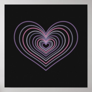 Póster Purple Neon Heart Wall Art Poster