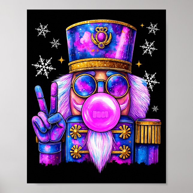 Póster Purple Nutcracker Blowing Bubble Gum Cute Christma (Frente)