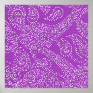 Póster Purple Paisley Print Summer Fun Patrón Giratorio