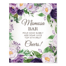 Purple Peonies Floral Baby Shower Momosa Bar
