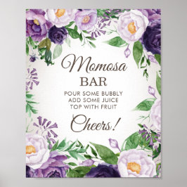 Póster Purple Peonies Floral Baby Shower Momosa Bar