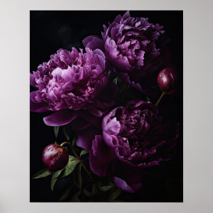 Póster Purple Peony Flowers Art Print Poster