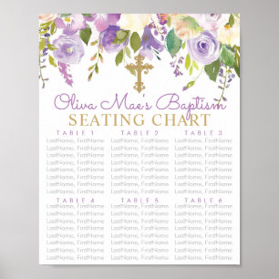Póster Purple Peony Girls Baptism Seating Chart