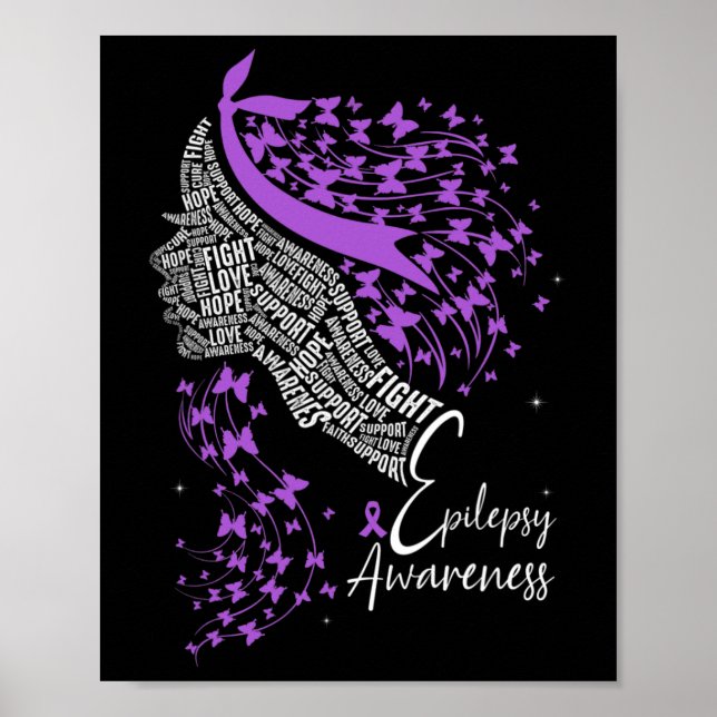 Póster Purple Ribbon Butterfly Epilepsy Awareness  (Frente)