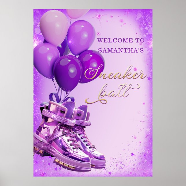 Póster Purple Sneakerhead Bienvenida Rótulo de fiesta de  (Frente)