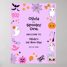 Póster Purple Spooky One Halloween 1er cumpleaños Bienven