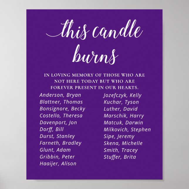 Póster Purple This Candle Burla Un Memorial De Reunión De (Frente)