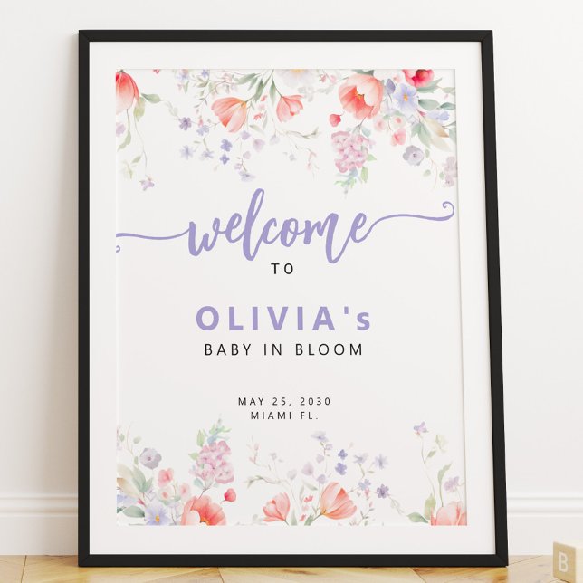 Póster Purple wildflower floral Baby in Bloom welcome (Subido por el creador)