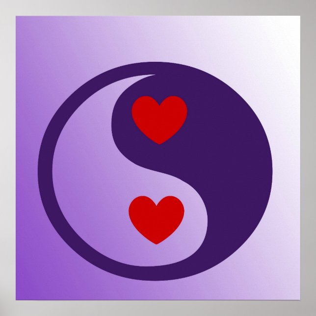 Póster Purple Yin Yang Hearts (Frente)