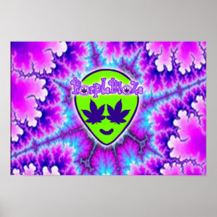 Póster PurpleBlaZe cabeza alienígena tipo trippy poster
