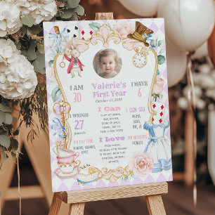 Póster Púrpura Alice en ONEderland-1er Cumpleaños Hito