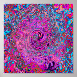 Póster Púrpura, azul y rojo Resumen Swirte retro