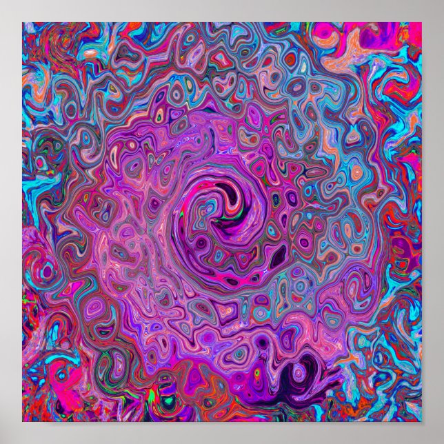 Póster Púrpura, azul y rojo Resumen Swirte retro (Frente)