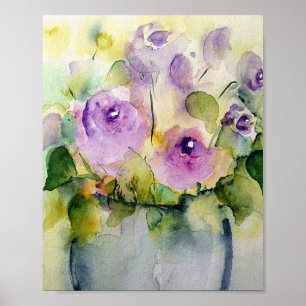 Póster Púrpura Bouquet Watercolor
