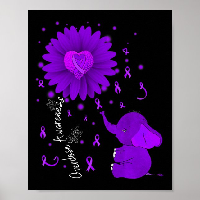 Póster Púrpura Cinta Daisy Flor Elefante Sobredosis Consc (Frente)