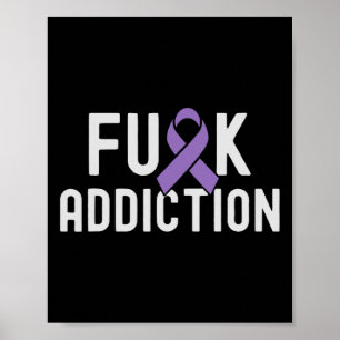 Póster Púrpura Cinta Fck Adicción a sobredosis Conciencia