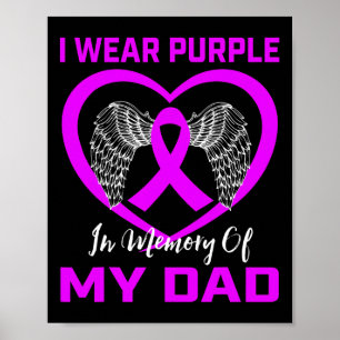 Póster Púrpura En Memoria De Mi Papá Corazón De Cáncer Pa
