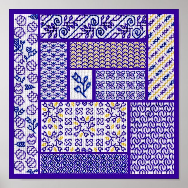 Póster Púrpura en mosaico (Frente)