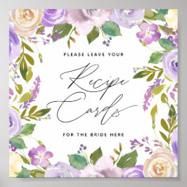 Póster Púrpura Florencia caligrafía guión receta Rótulo d