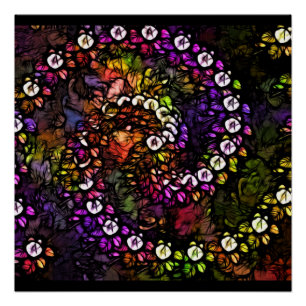 Póster púrpura fractal Psicodélico espiral arcoiris tripp