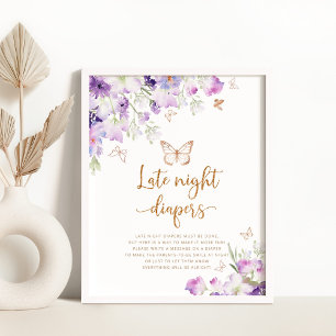Póster Púrpura mariposa de oro Juego de pañales nocturnos
