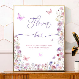 Póster Púrpura mariposa rosa Flor silvestre Flor Bar