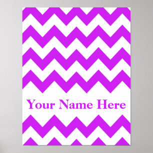 Póster Púrpura negrita Chevron con nombre