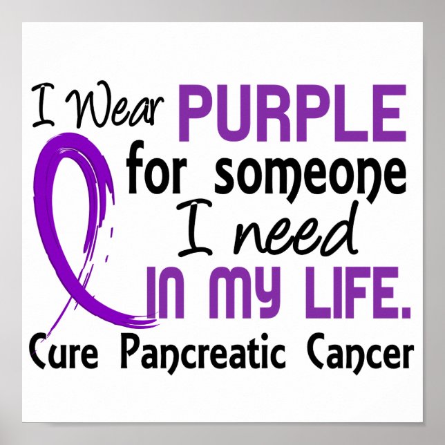 Póster Púrpura Para Alguien Que Necesito Cáncer Pancreáti (Frente)