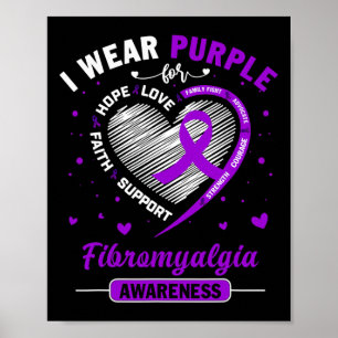 Póster Púrpura Para Fibromialgia Cinta De Concienciación