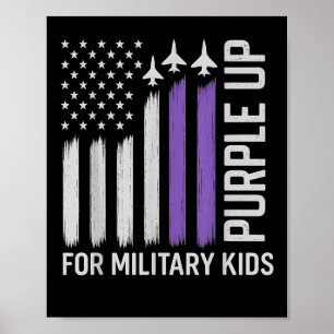 Póster Púrpura Para Niños Militares Bandera Ee.Uu. Chil M