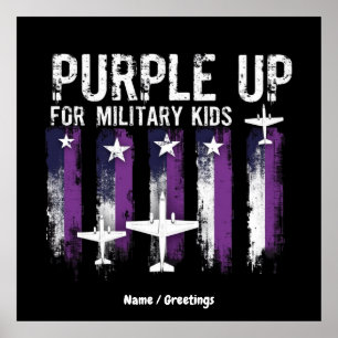 Póster Púrpura Para Niños Militares Bandera Mostrar Tu Ap