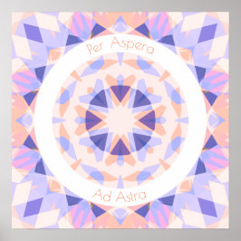 Póster Púrpura Rosa Por Aspera Y Astra Estrellas Motivant