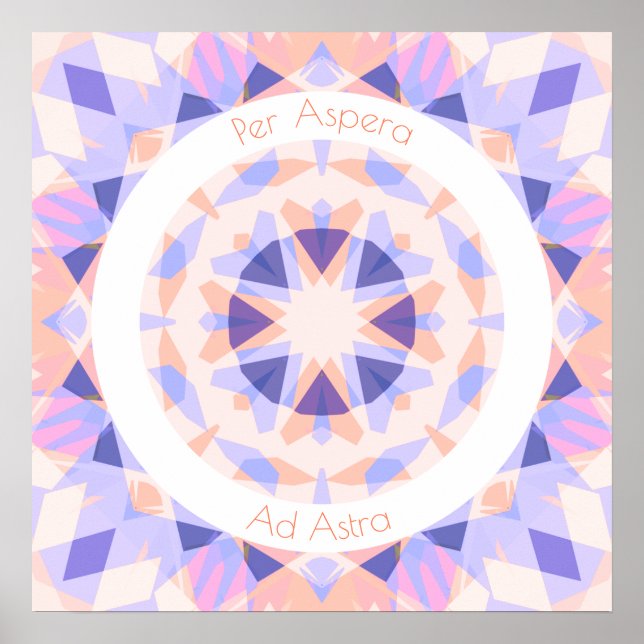 Póster Púrpura Rosa Por Aspera Y Astra Estrellas Motivant (Frente)