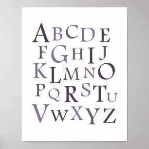 Póster Púrpura tipografía de la enfermera ABC Imprimir