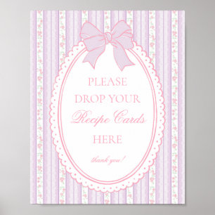 Póster Púrpura Vintage Receta Compartir Floral Elegante