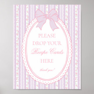 Póster Púrpura Vintage Receta Compartir Floral Elegante