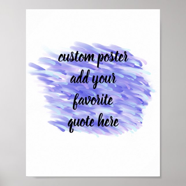 Póster púrpura y azul abstracto moderno añaden su cita (Frente)