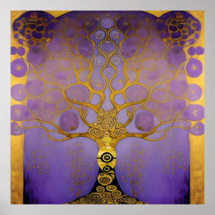 Póster Púrpura y dorada Estilo de árbol Klimt