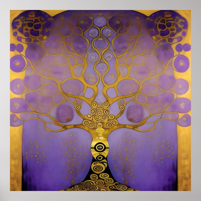 Póster Púrpura y dorada Estilo de árbol Klimt (Frente)