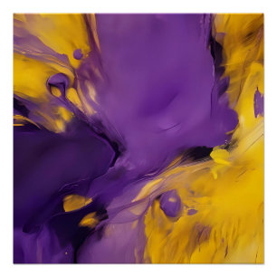 Póster Púrpura y dorado abstracto