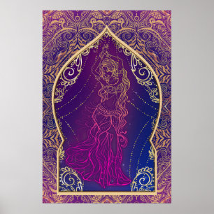 Póster Púrpura y dorado glamour de baile árabe marroquí
