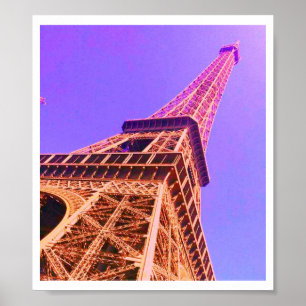 Póster Púrpura y naranja de la torre Eiffel