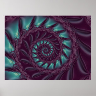Póster Púrpura y poster espiral del fractal de la